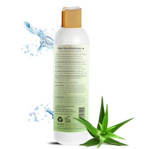 Back panel of bottle for Aloe vera moisturizing body lotion