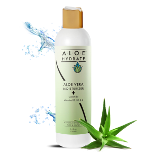 Front of bottle for Aloe vera moisturizing body lotion